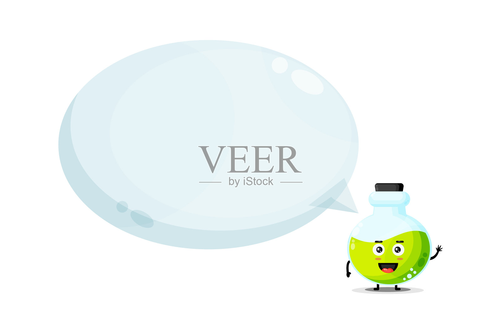 可爱的魔药瓶吉祥物与气泡讲话设计元素图片