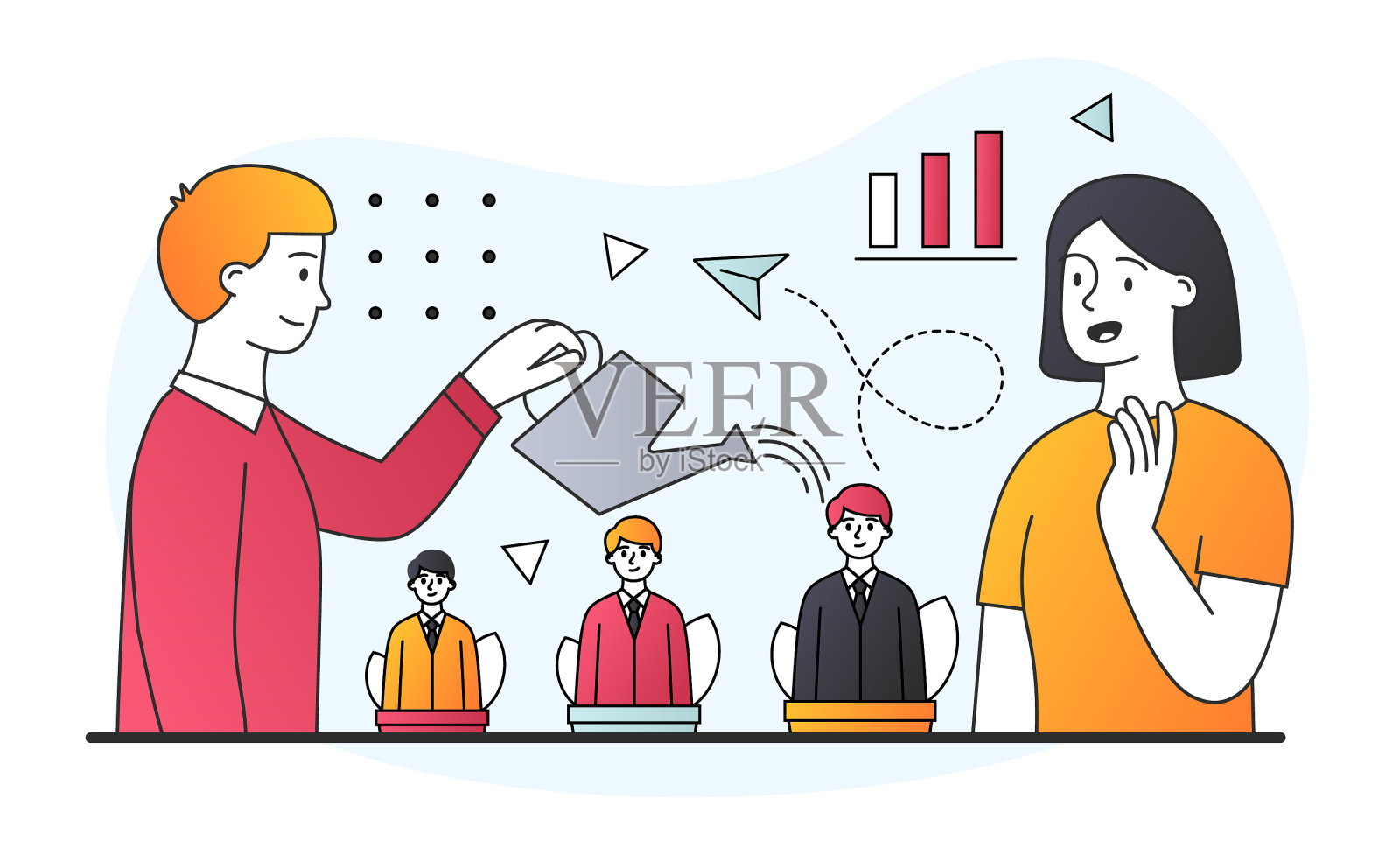 男人力资源经理正在浇软锅设计元素图片