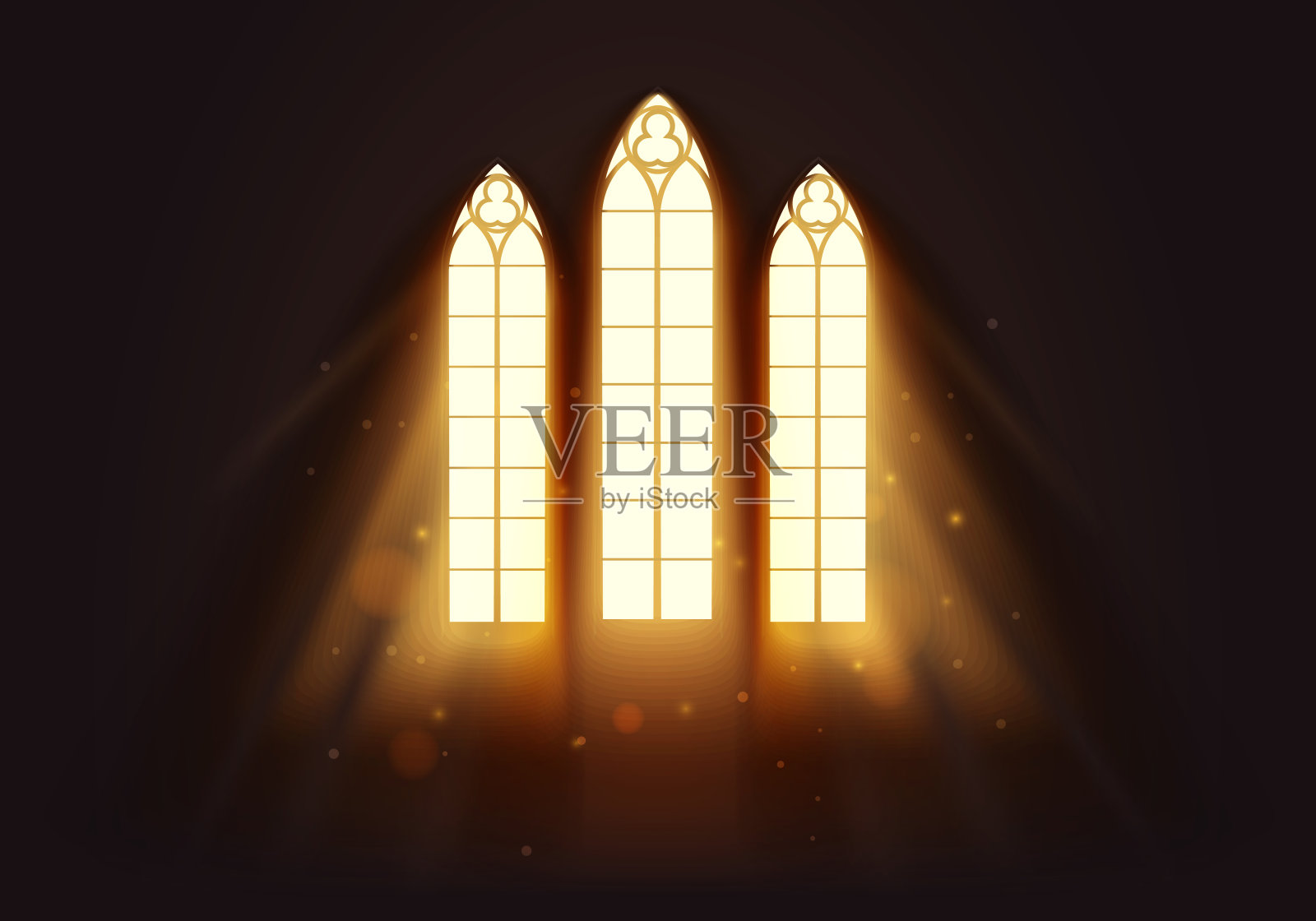 矢量插图光流进教堂窗户设计元素图片
