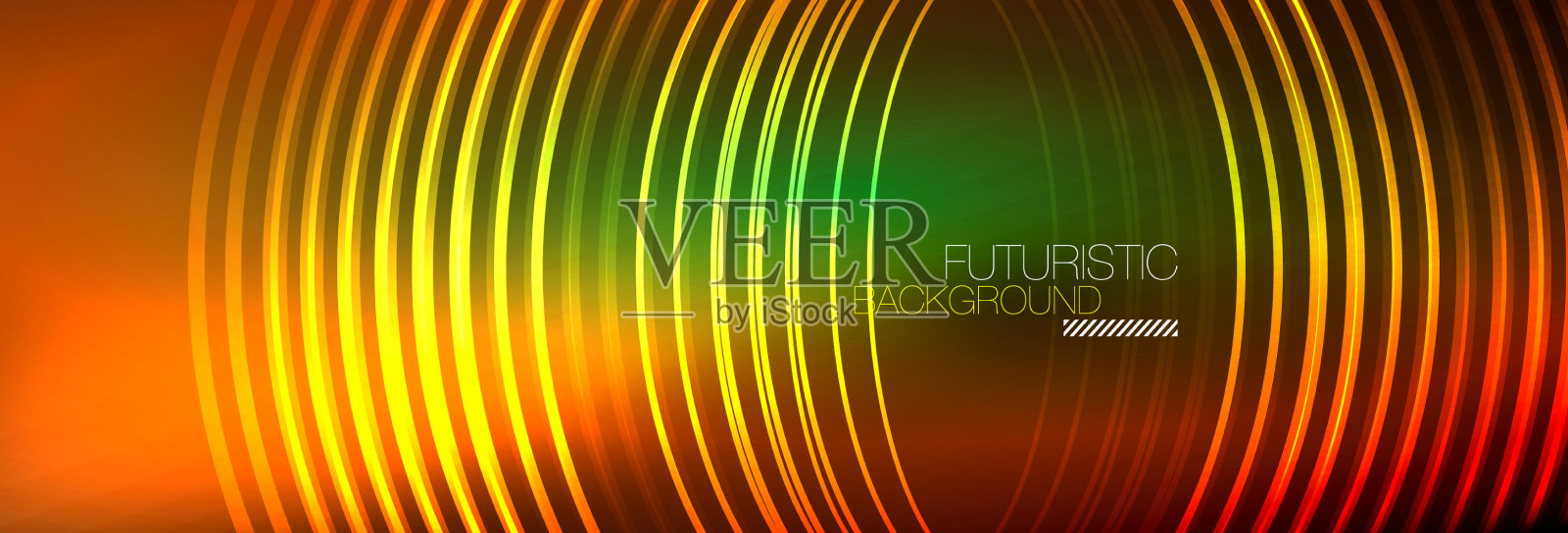 暗抽象背景与发光的霓虹灯圈插画图片素材