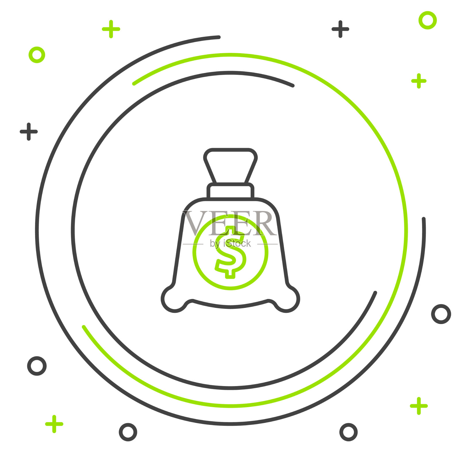 线钱袋图标孤立在白色背景插画图片素材