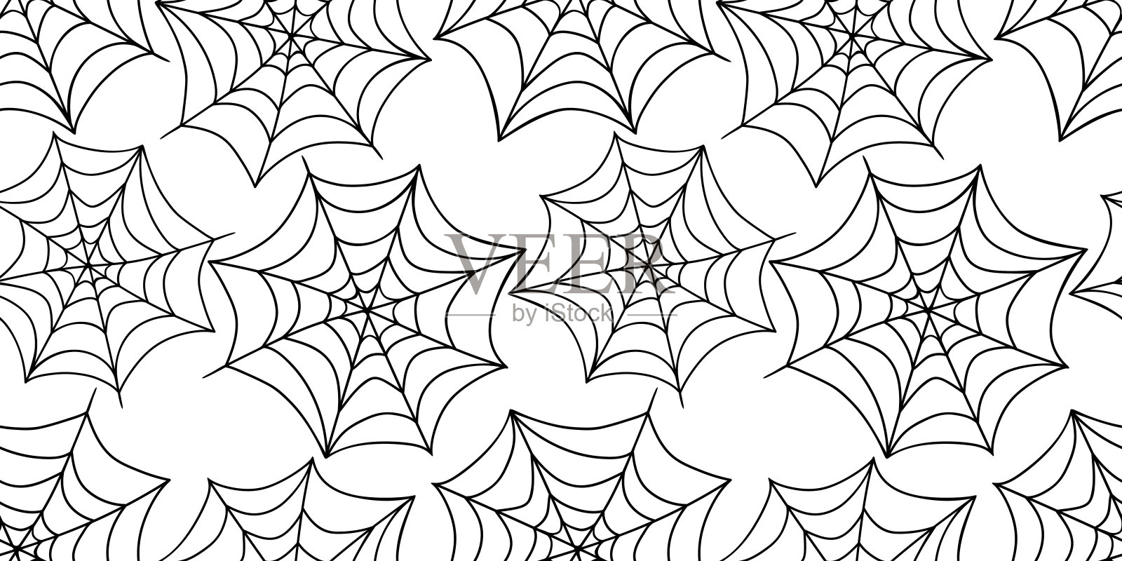 蜘蛛网无缝模式。矢量插图孤立的白色背景。万圣节的纹理插画图片素材