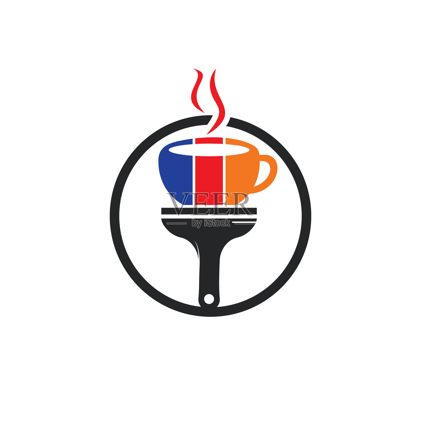 艺术家café矢量logo设计概念。插画图片素材