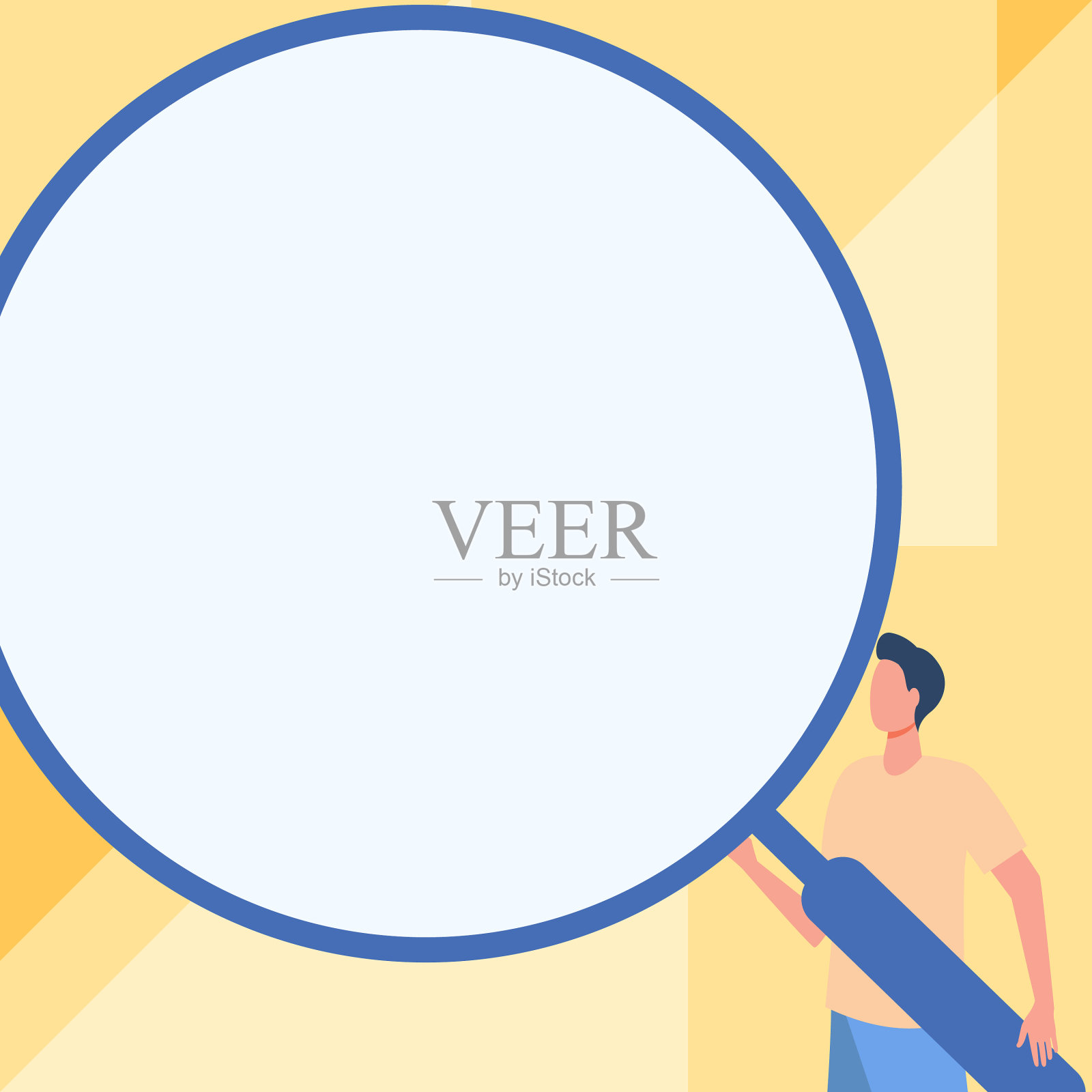 手持大型放大镜的人站着画画插画图片素材