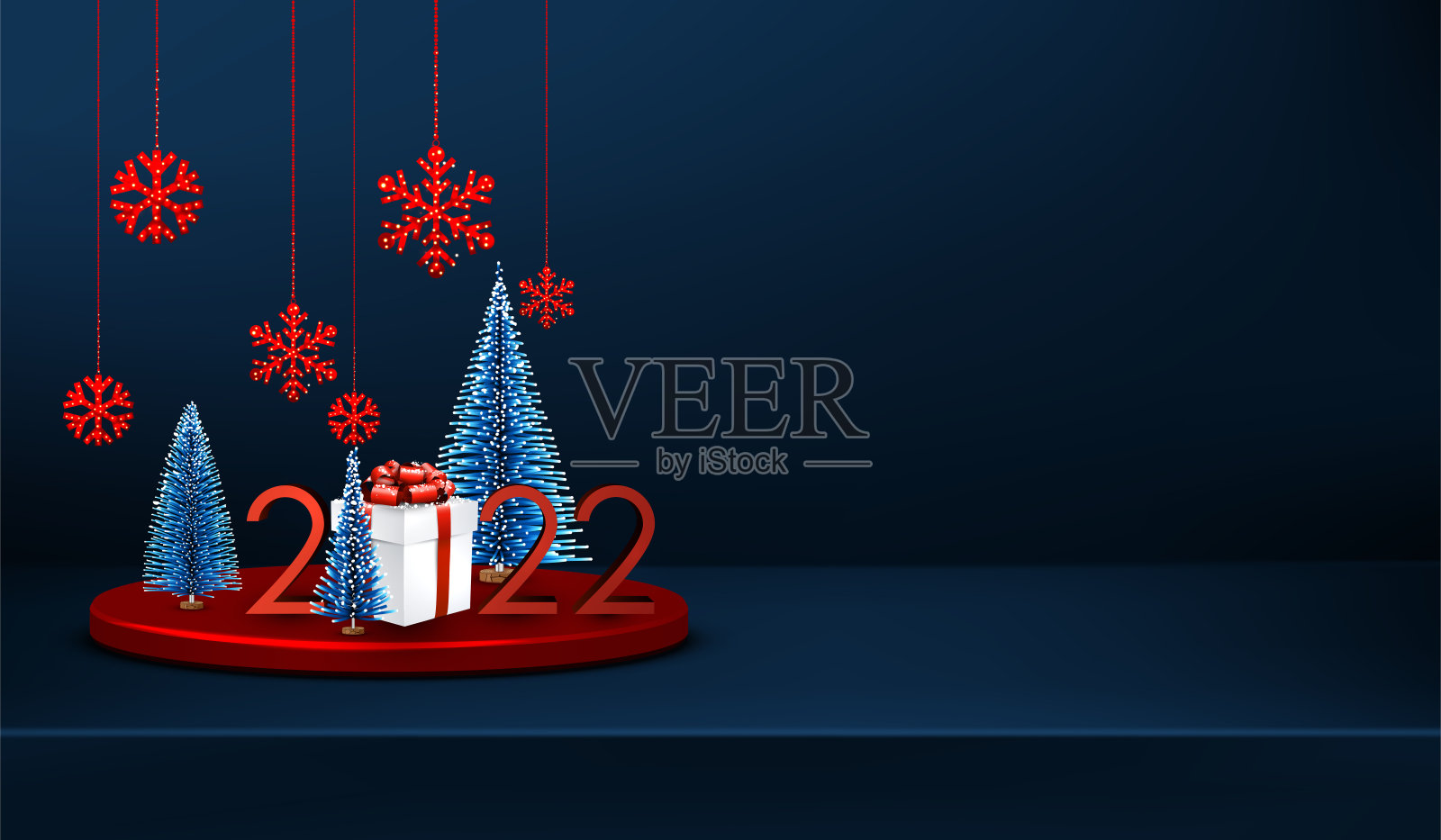 2022年圣诞圆舞台、讲台、台座、讲台。插画图片素材