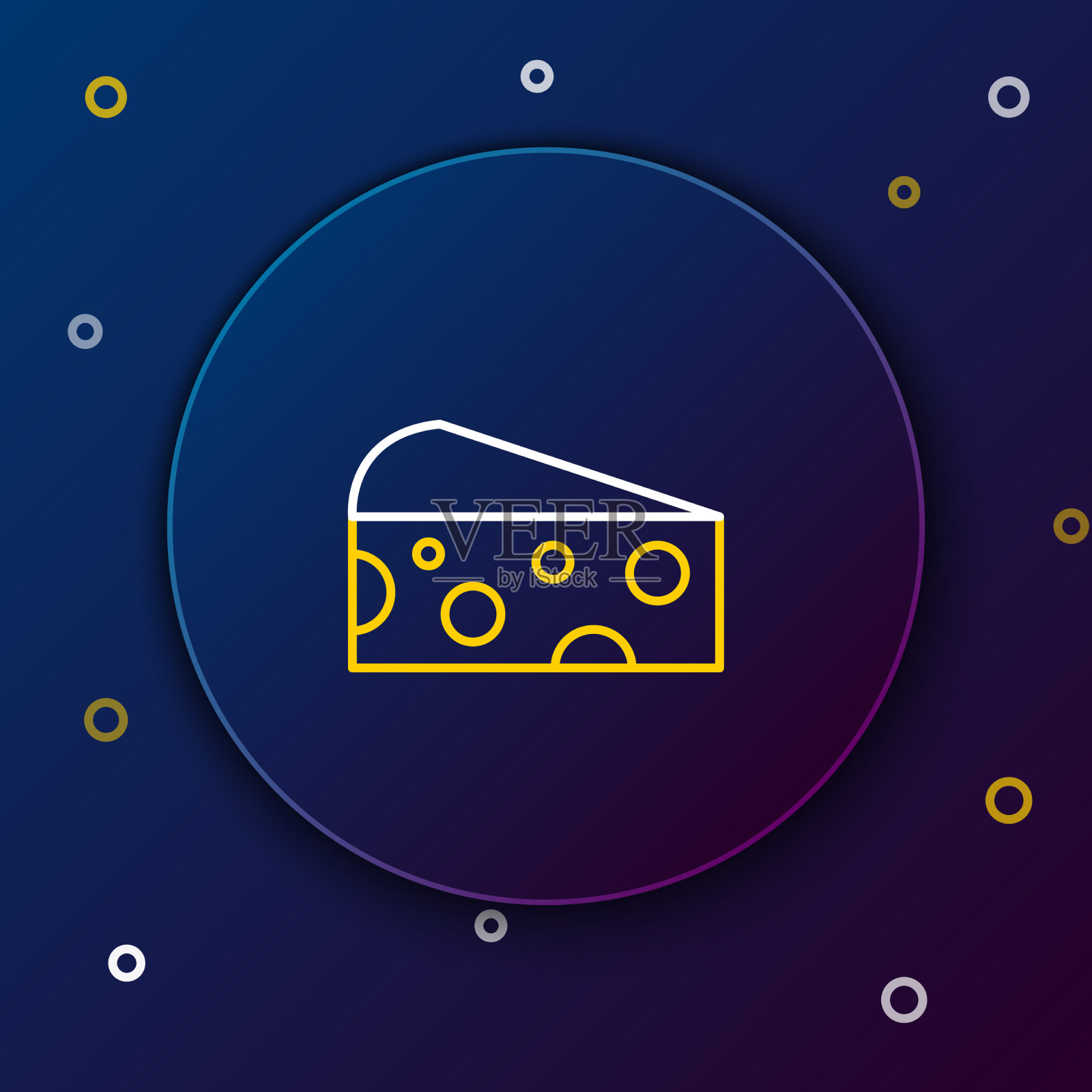 线奶酪图标孤立的蓝色背景插画图片素材