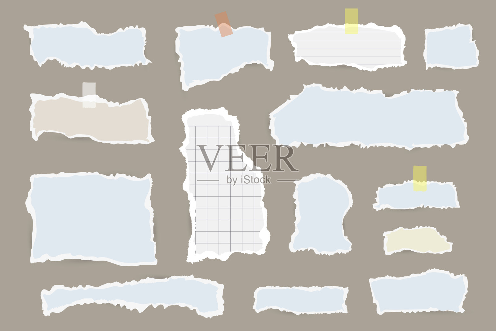 集现实撕碎的纸矢量插图插画图片素材