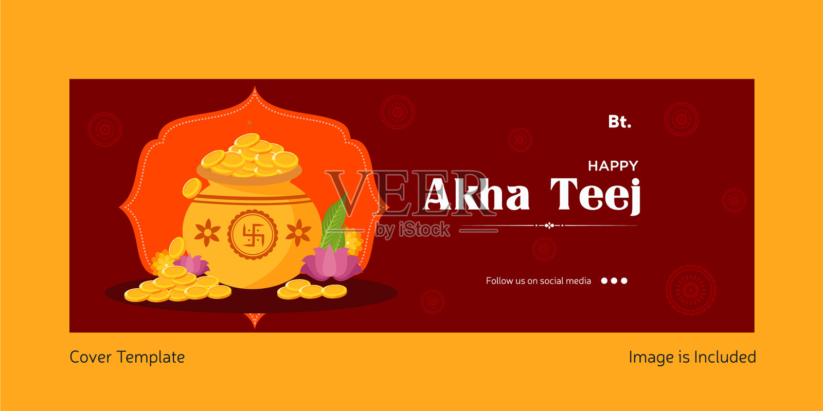 快乐的akha teej封面页插画图片素材