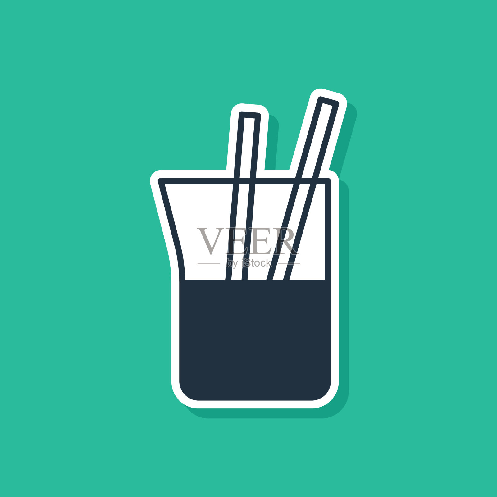 实验室蓝色玻璃器皿或烧杯图标隔离插画图片素材