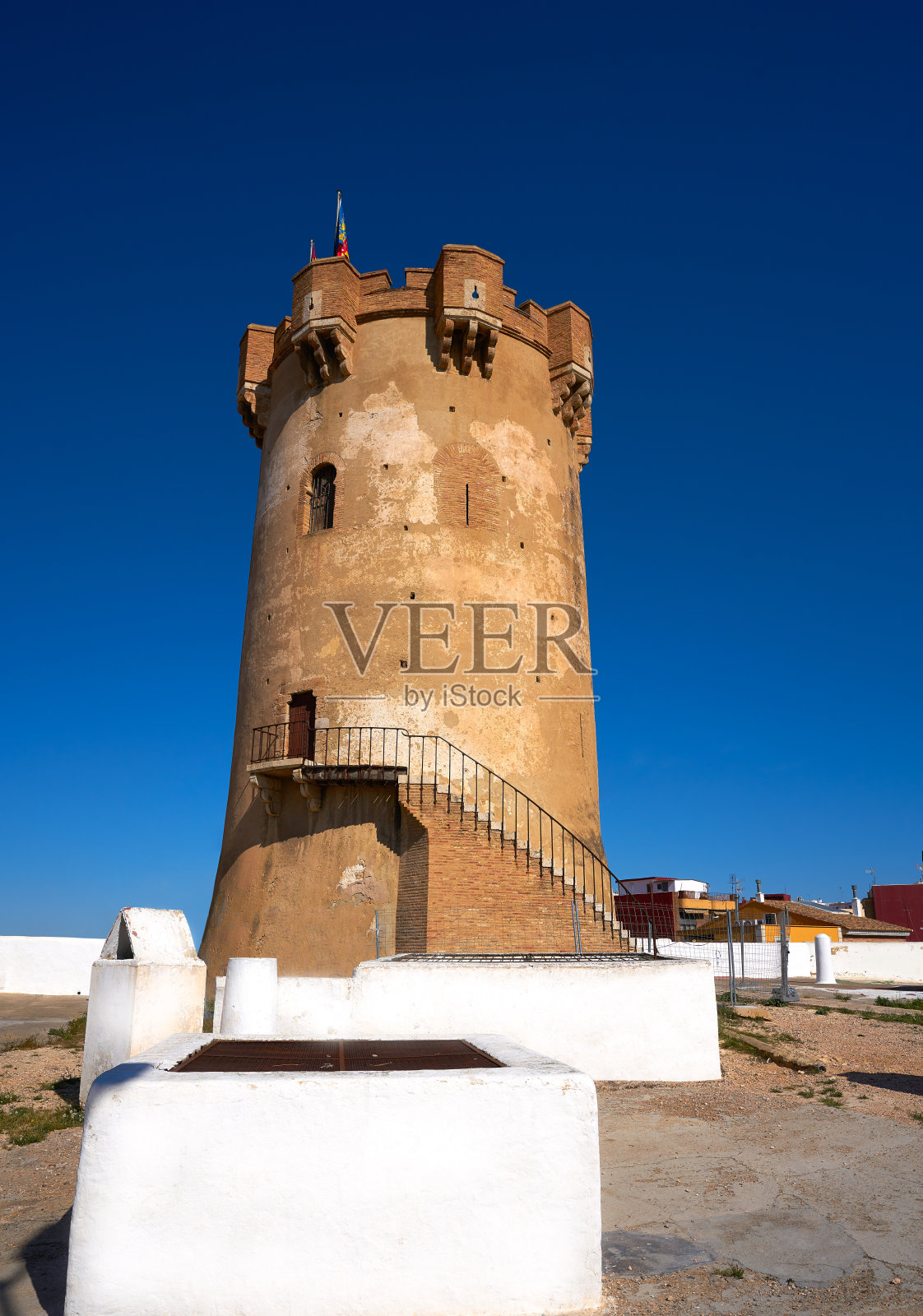 帕特纳塔，巴伦西亚和洞穴屋的烟囱照片摄影图片