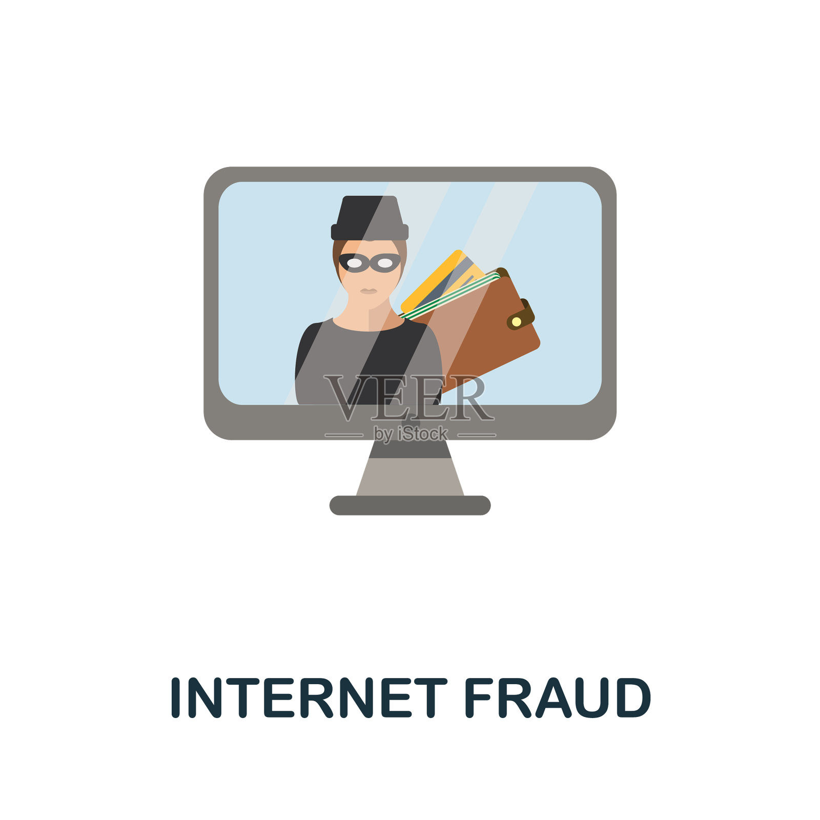 网络诈骗平面图标从暗色标志开始插画图片素材