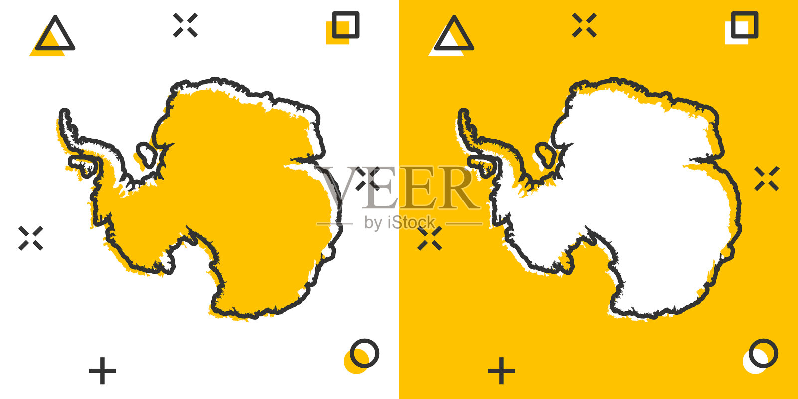 卡通南极洲地图图标漫画风格插画图片素材