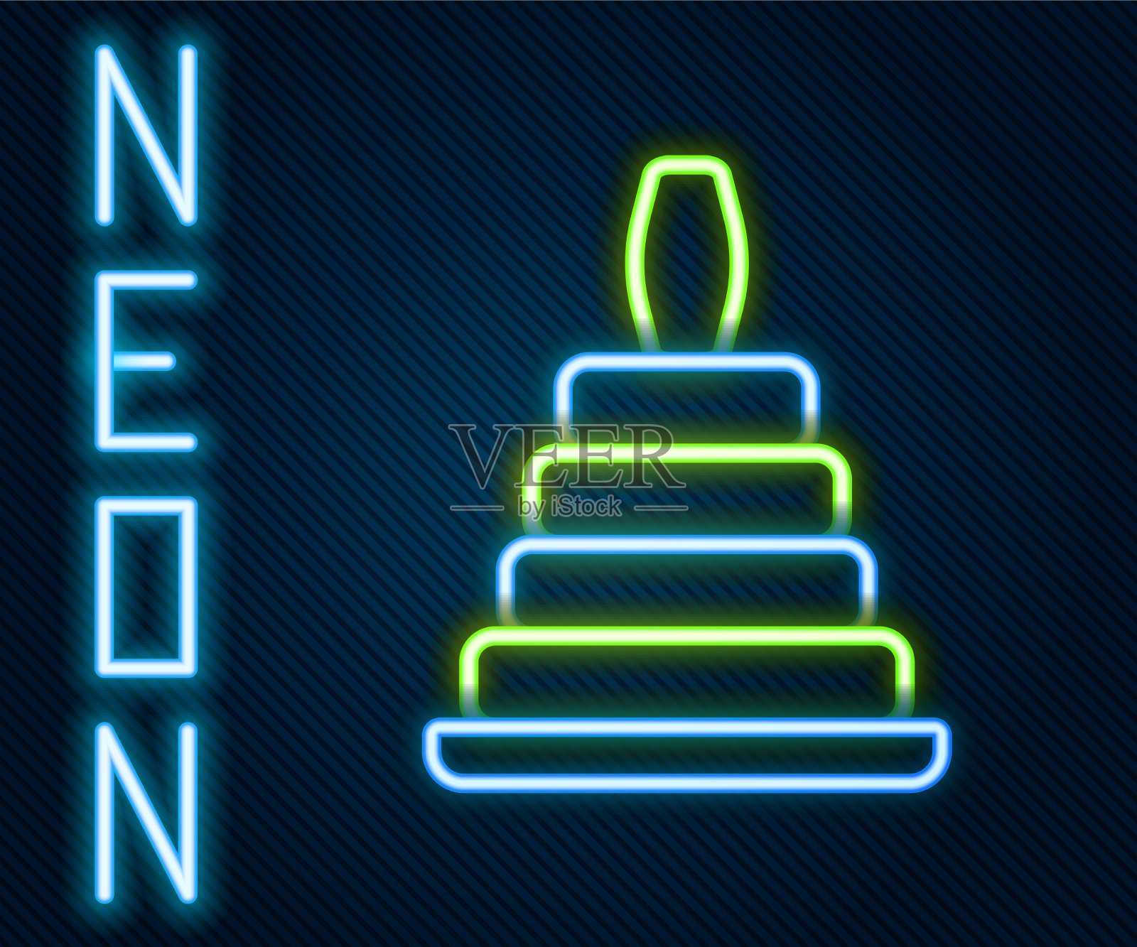 发光的霓虹灯线金字塔玩具图标孤立插画图片素材