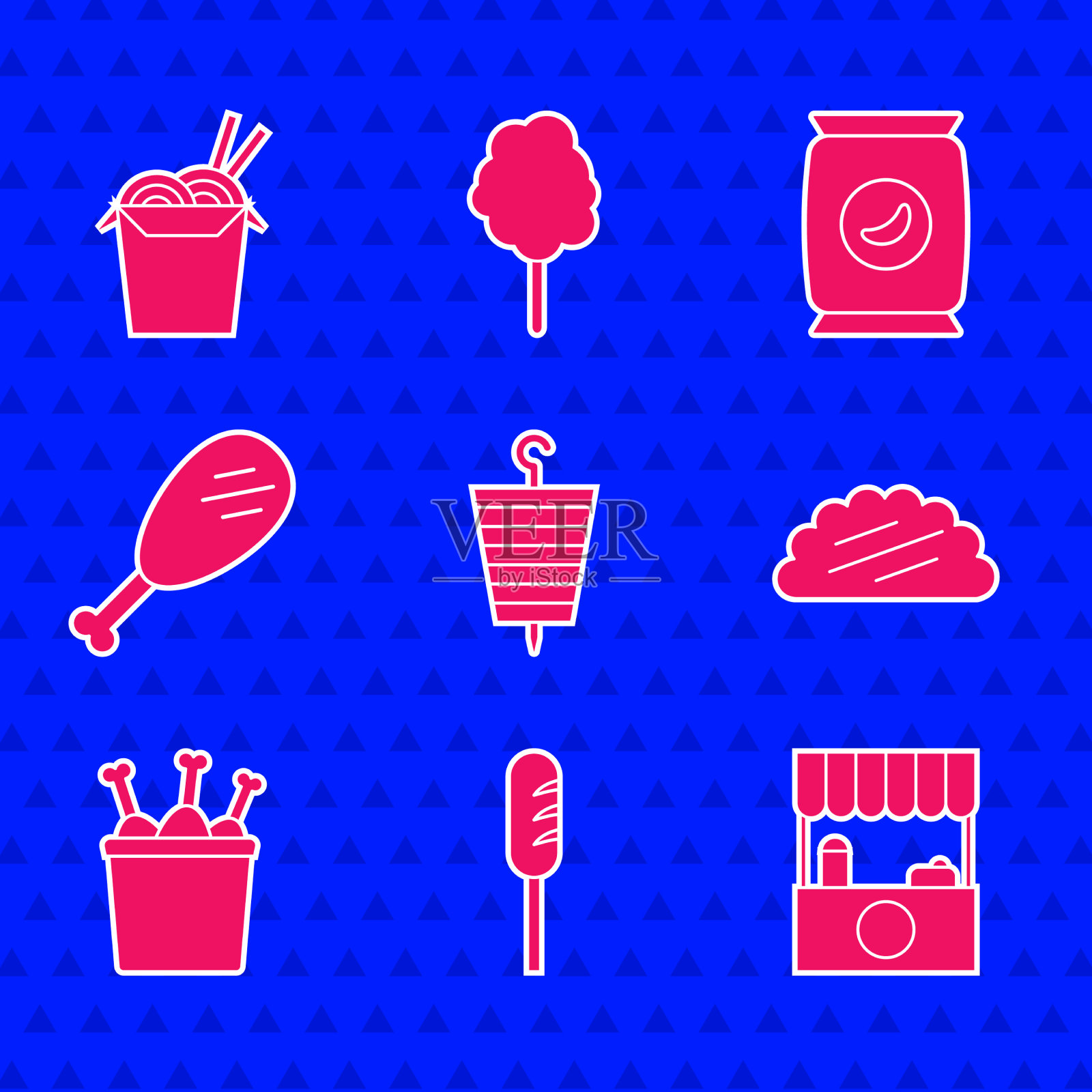 集烤羊肉串炸香肠街图标素材