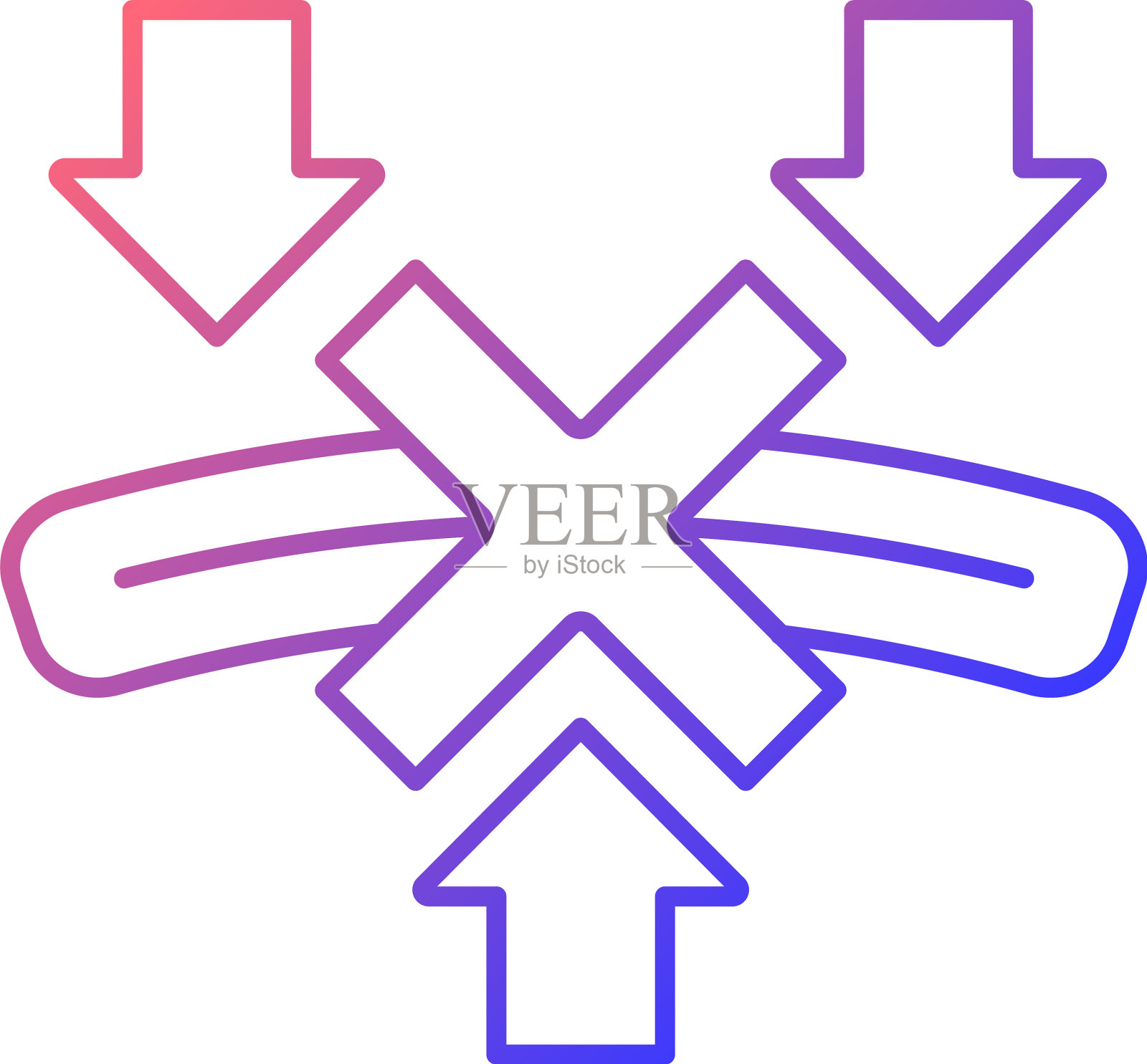 不要弯曲移动电源梯度线性手动标签图标素材