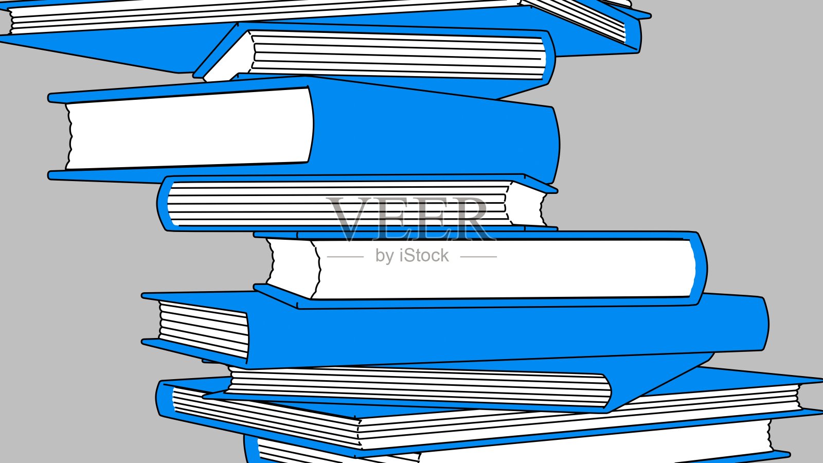 一堆蓝色的书被孤立在灰色的背景上。插画图片素材
