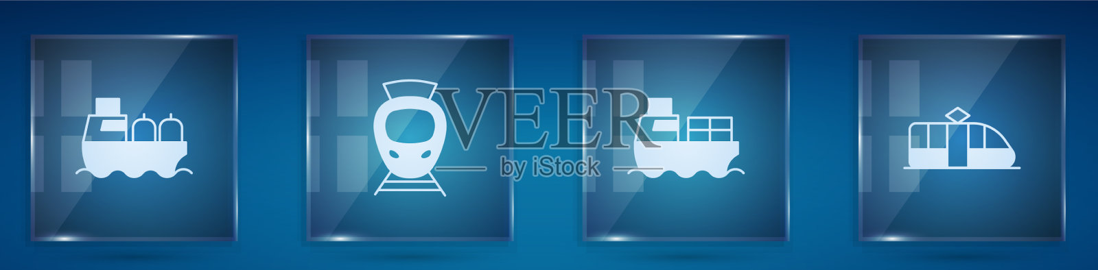 集油船、电车和铁路货物用图标素材