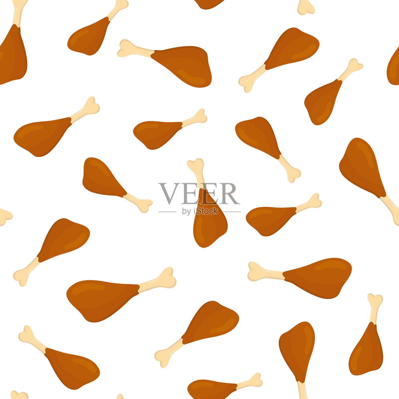 鸡腿无缝图案快餐鸡插画图片素材