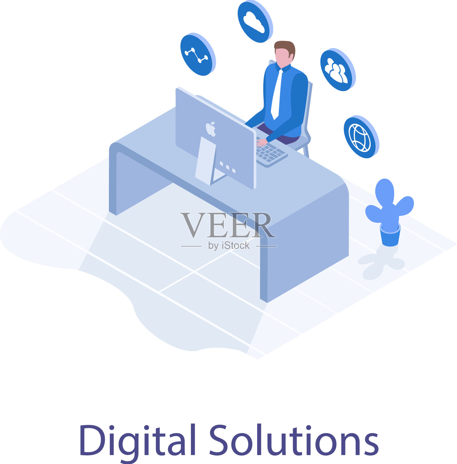 数字解决方案插画图片素材