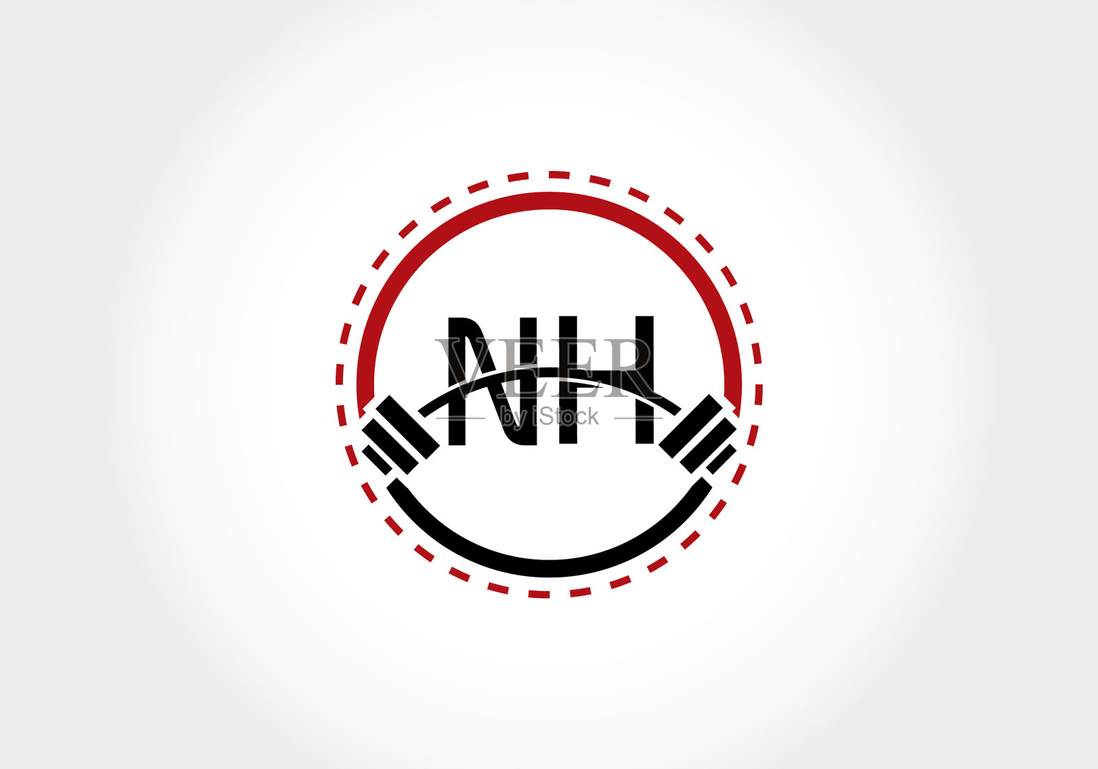 首字母nh字母表，举杠铃插画图片素材