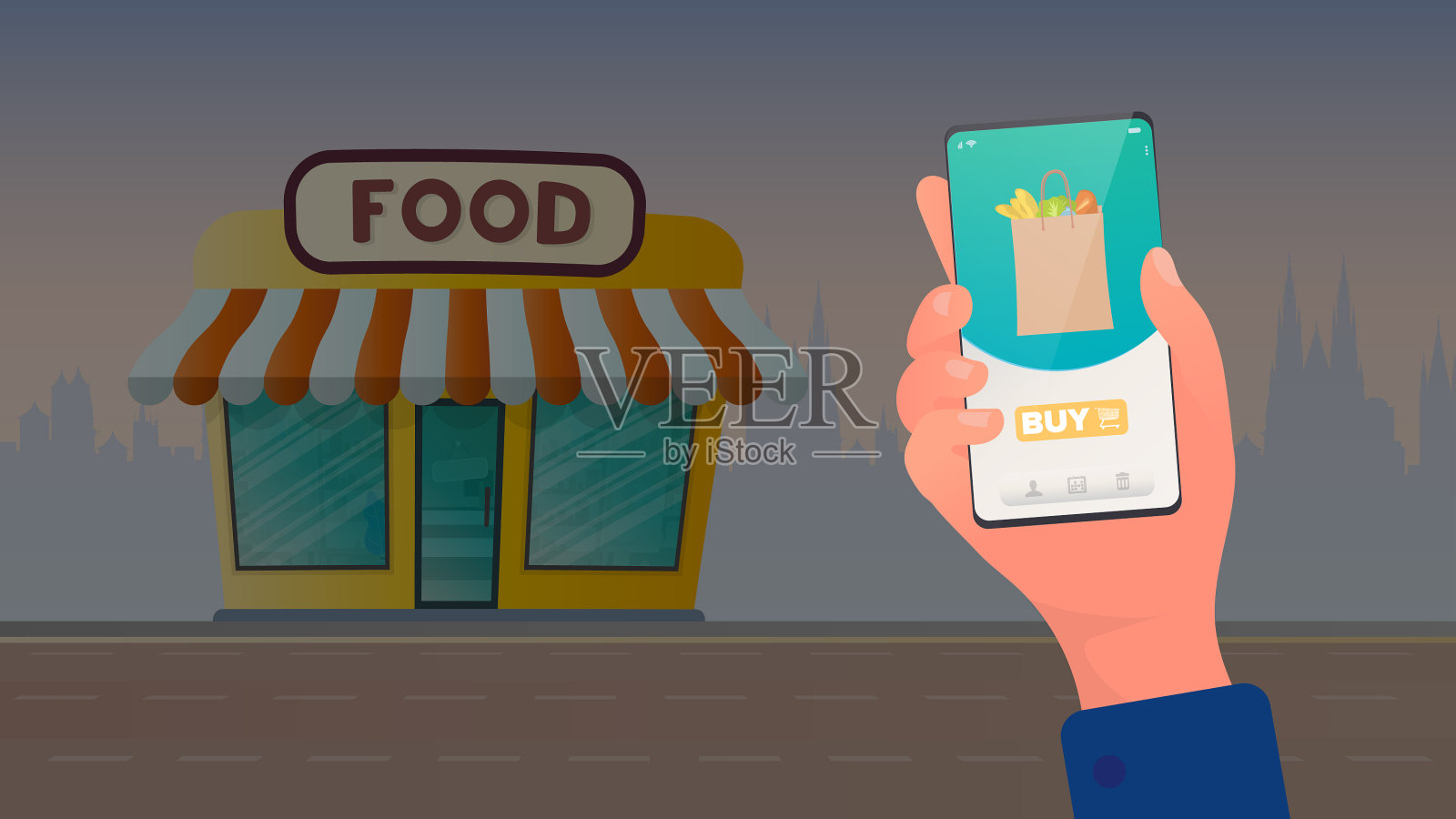 申请网上购买生鲜食品插画图片素材