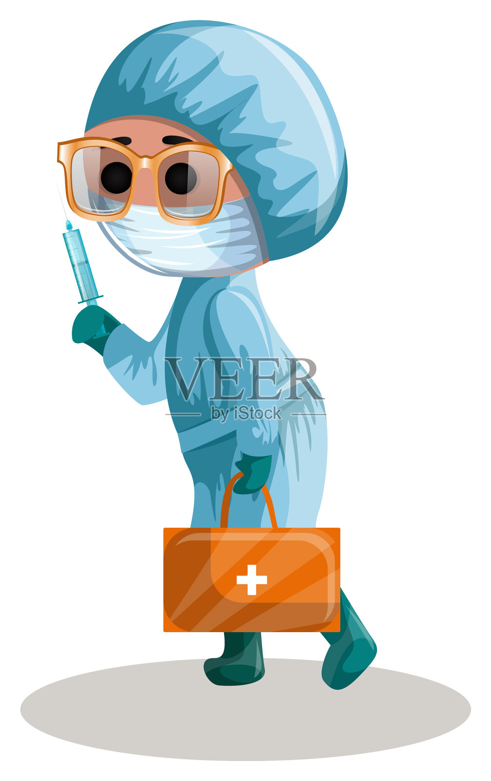 想象一个穿着医疗服的女人和一个医生设计元素图片