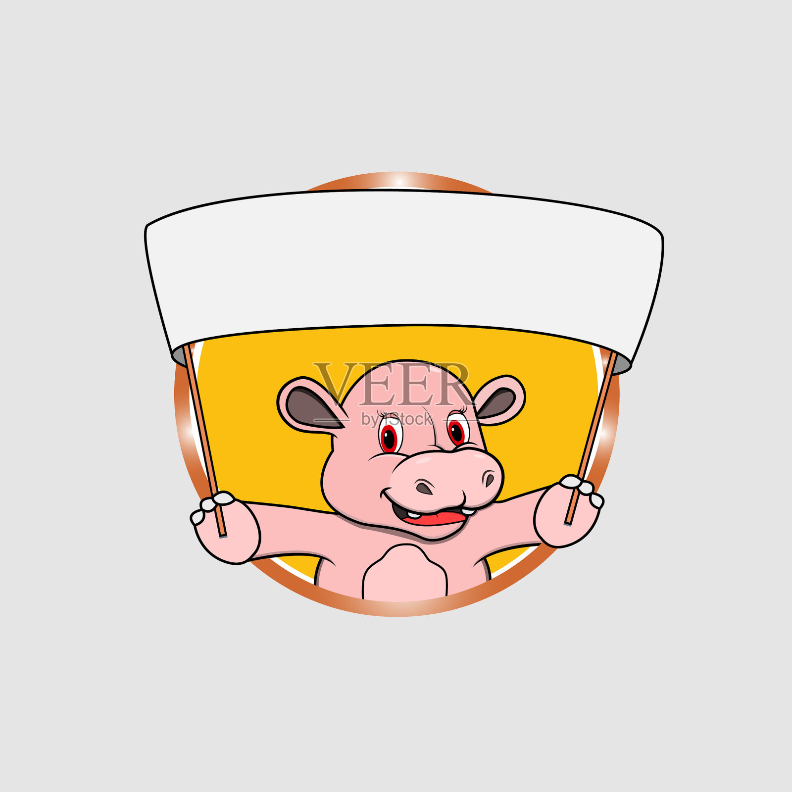 河马头圈标签用大空白插画图片素材