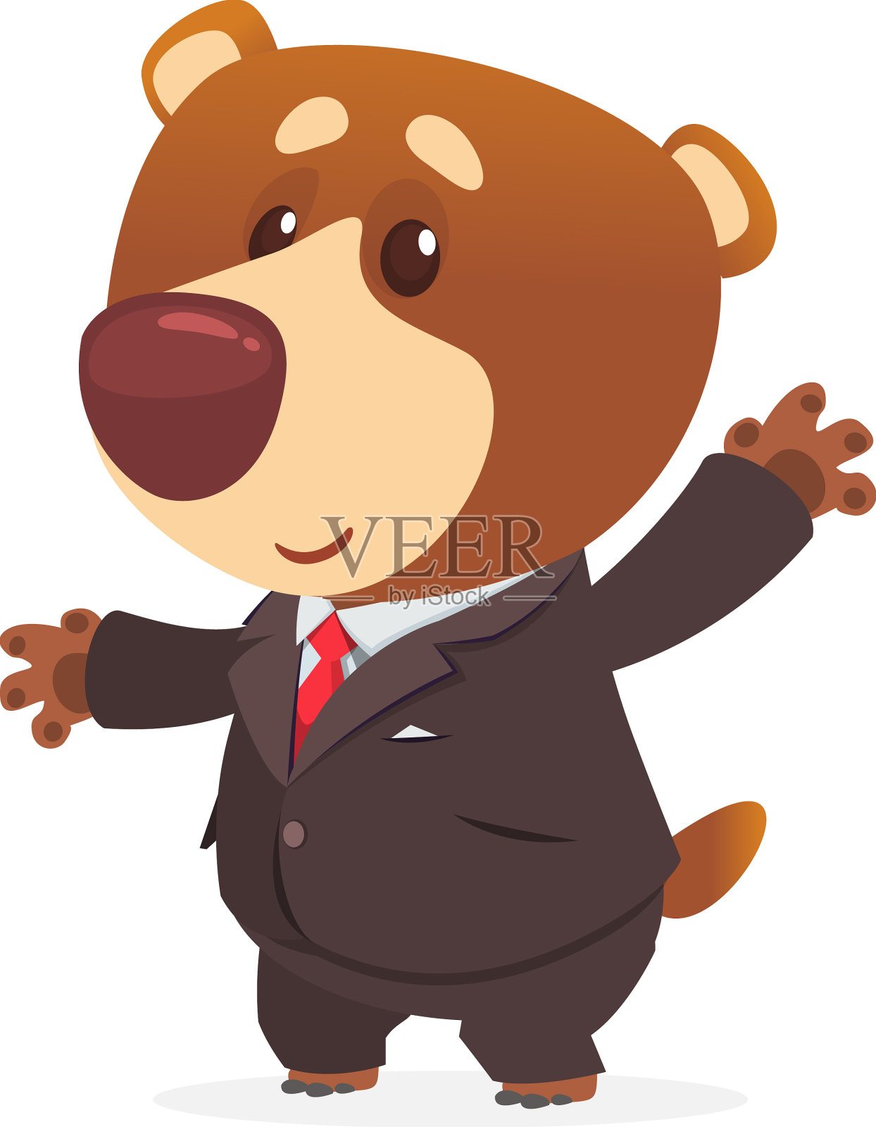 卡通有趣的灰熊穿着弓形虫或设计元素图片