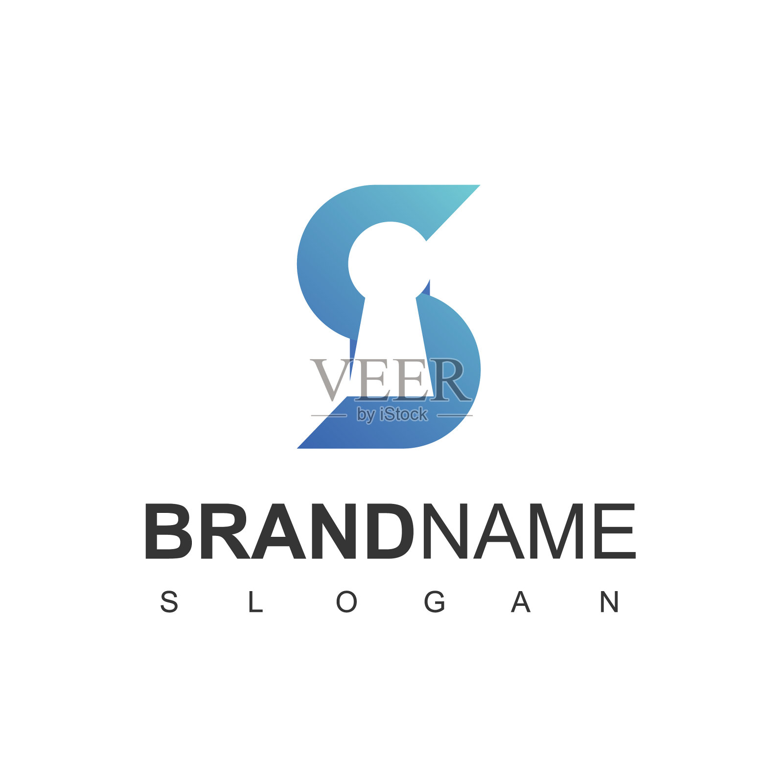 字母安全标志模板与钥匙孔符号插画图片素材