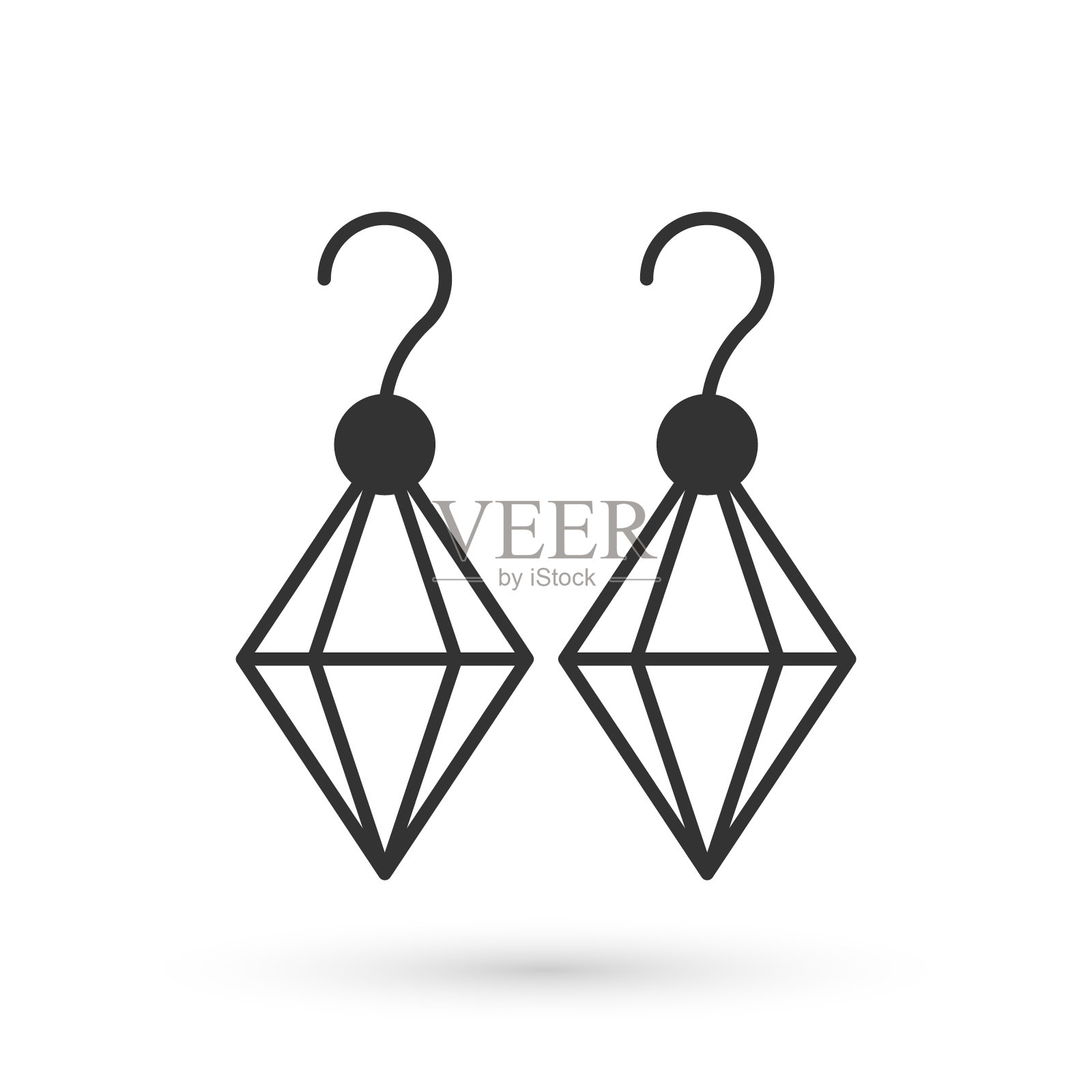 灰色耳环图标孤立在白色背景。珠宝配饰。向量插画图片素材