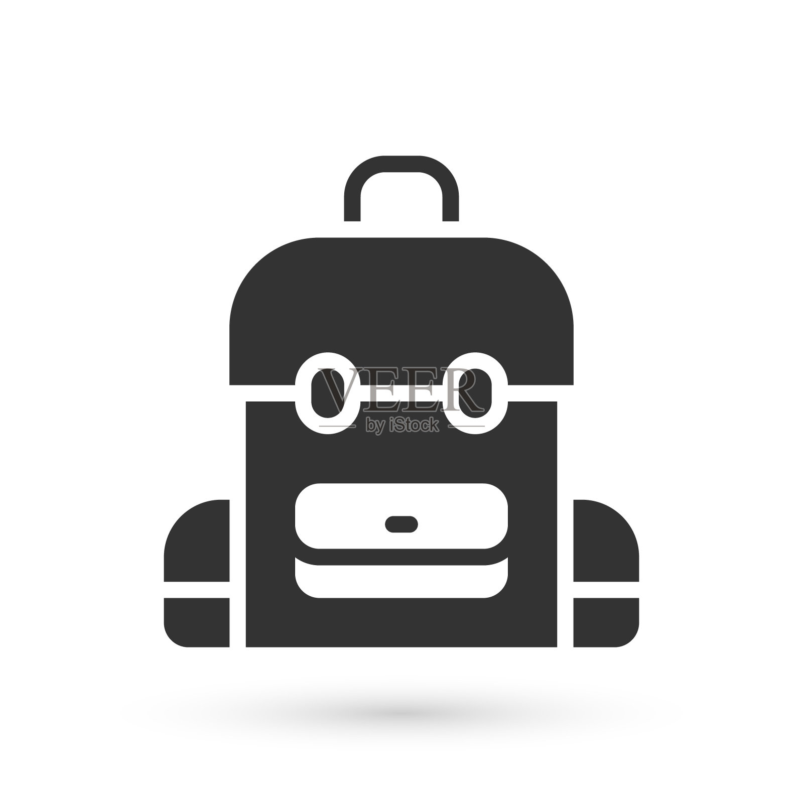 灰色学校背包图标孤立在白色背景。向量图标素材
