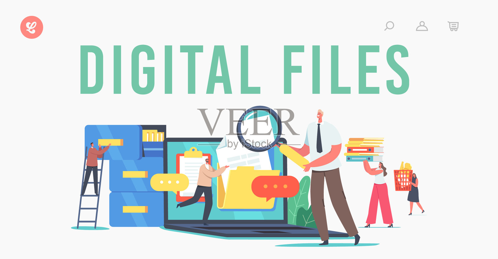 数字文件登陆页模板电子插画图片素材