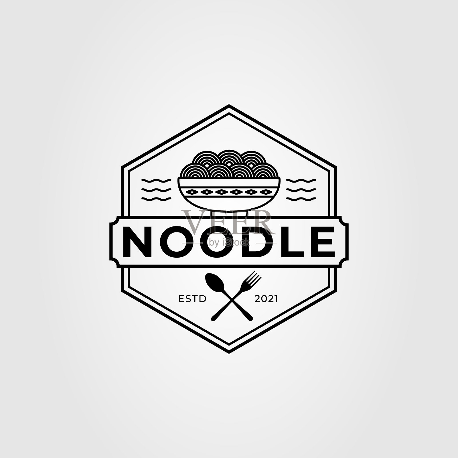 老式面馆的标志或拉面店的图标插画图片素材