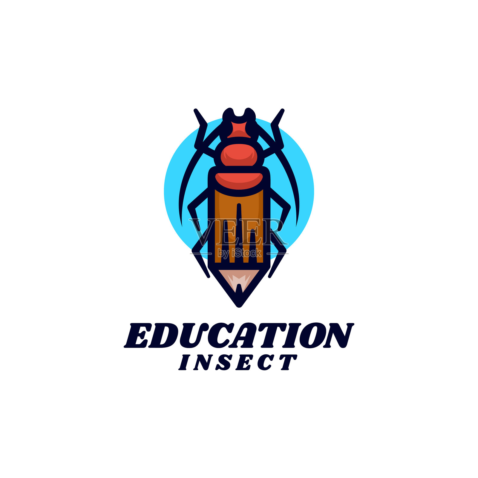 标志昆虫铅笔双重含义风格插画图片素材