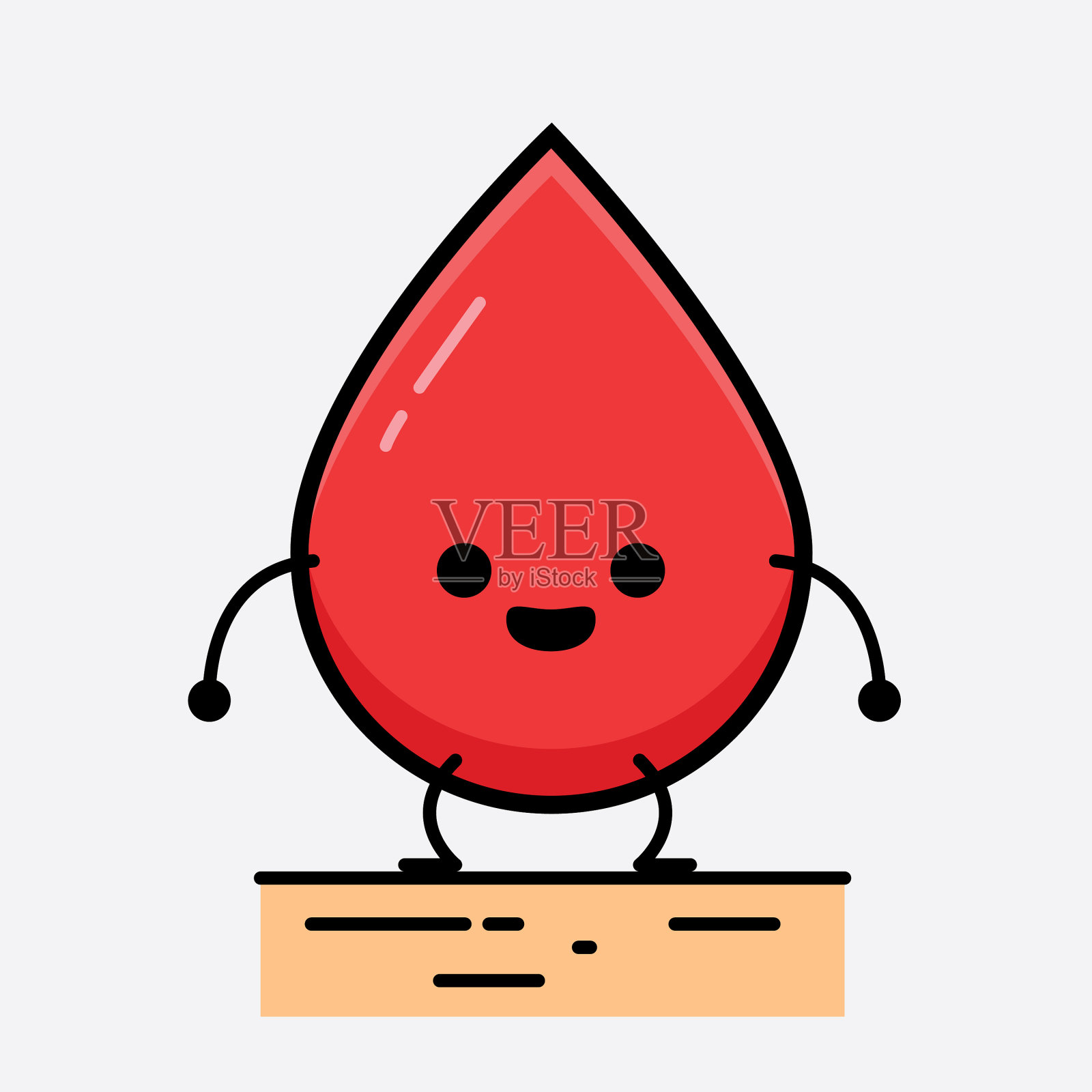 血的性格，可爱的脸和简单的身体插画图片素材