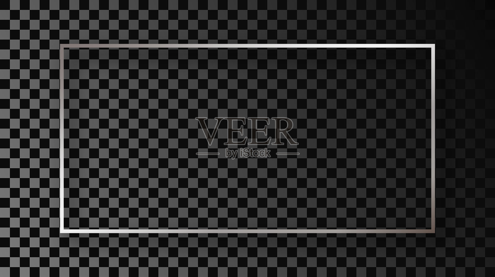 银色发光矩形框架与阴影插画图片素材