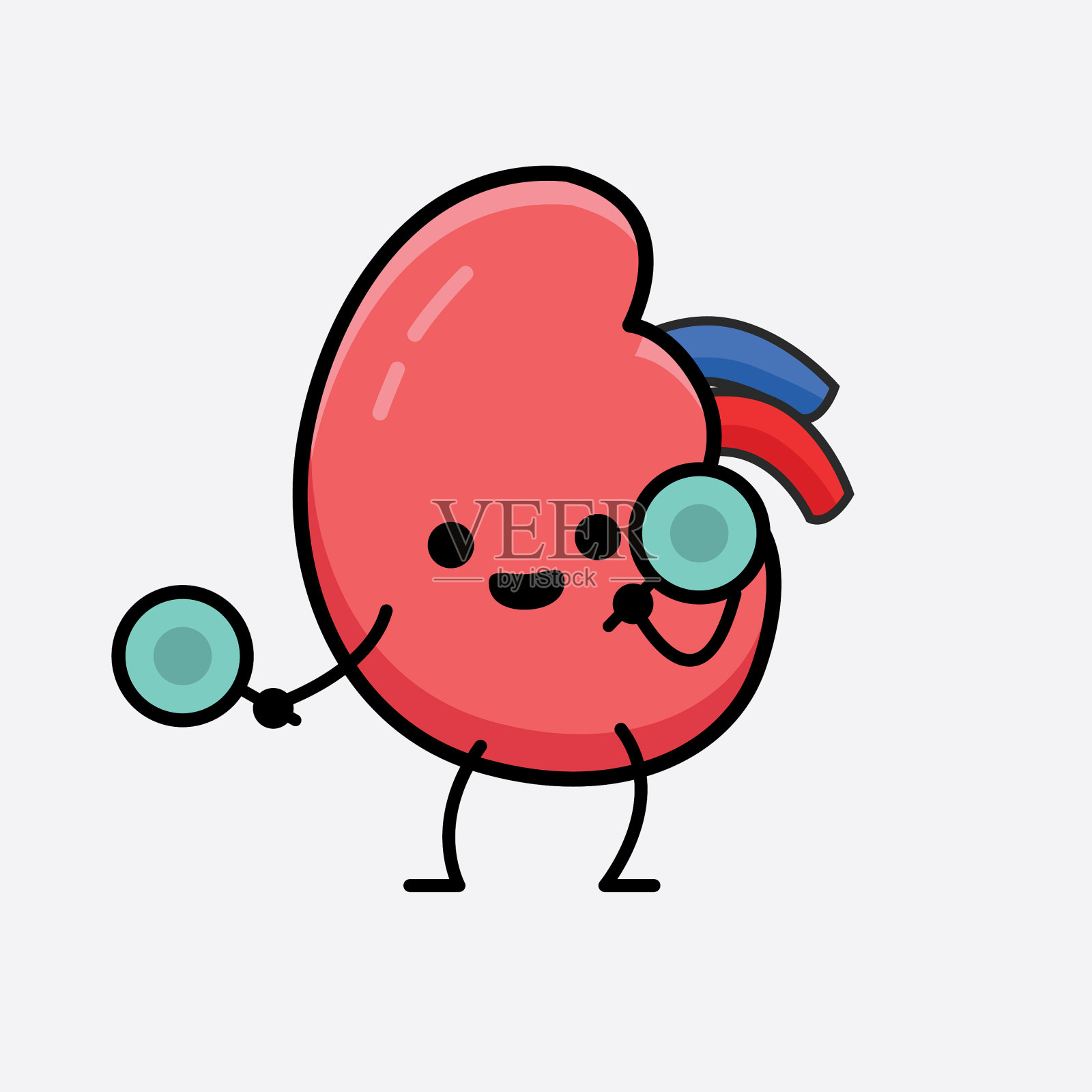 肾脏人物，可爱的脸和简单的身体插画图片素材