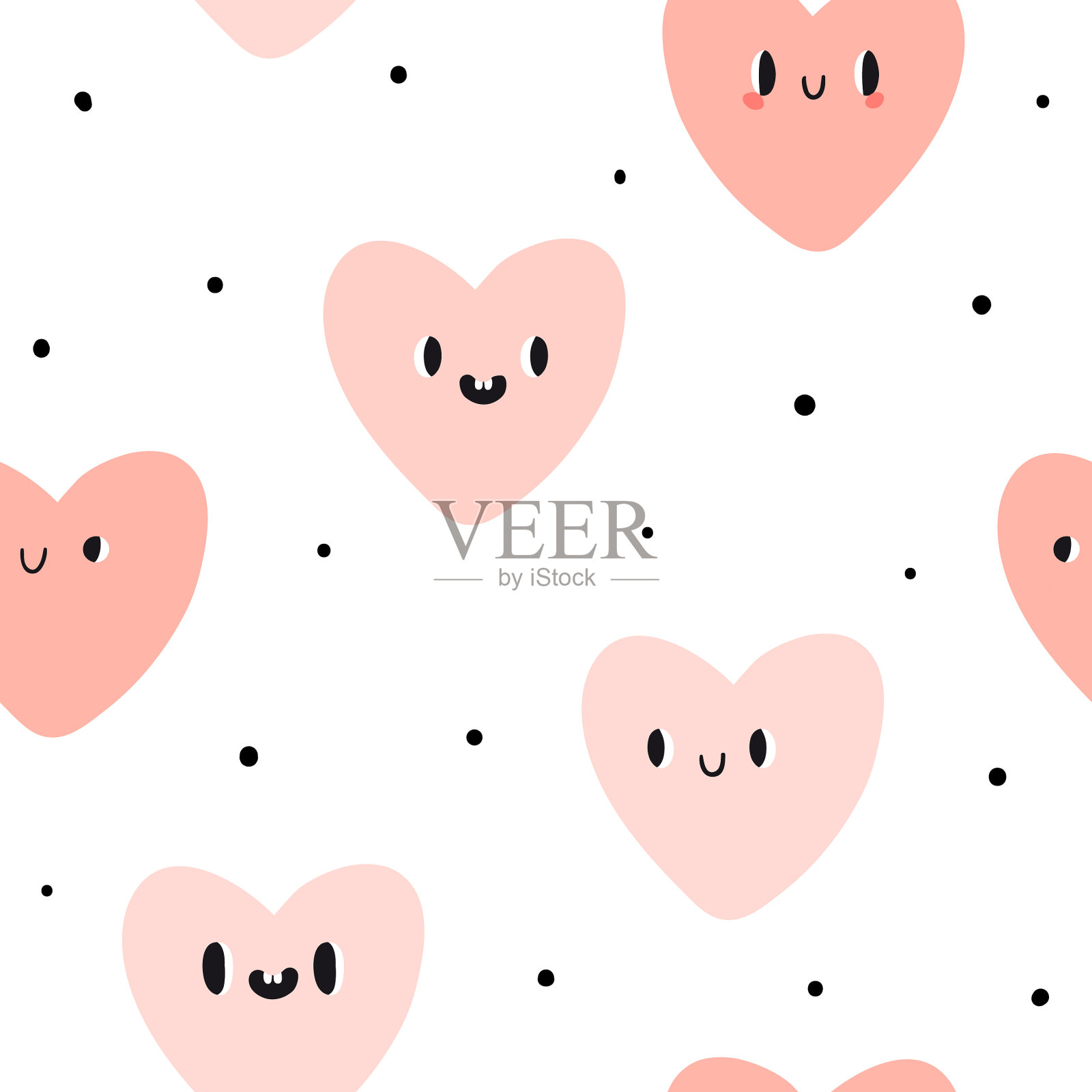 可爱的情感心无缝图案插画图片素材