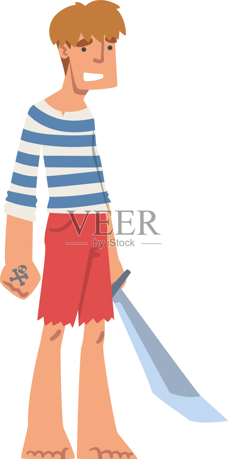 穿着条纹背心的海盗或海盗角色设计元素图片