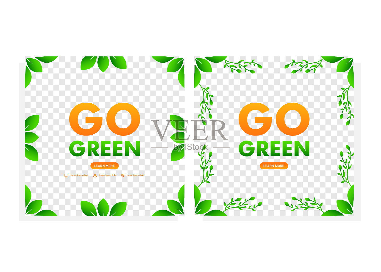 绿色社交媒体贴模板社交媒体插画图片素材