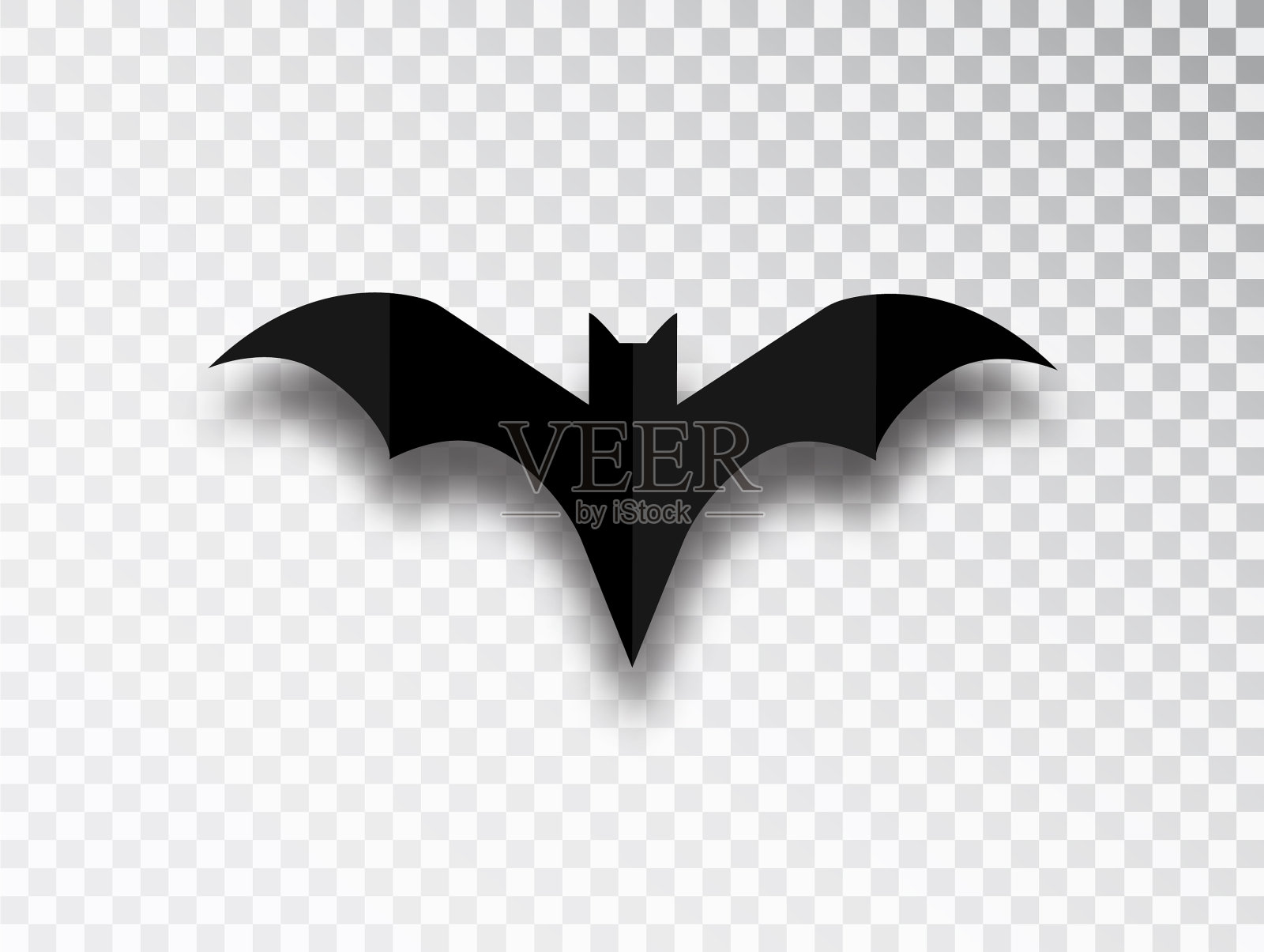 在透明背景上孤立的蝙蝠剪影插画图片素材