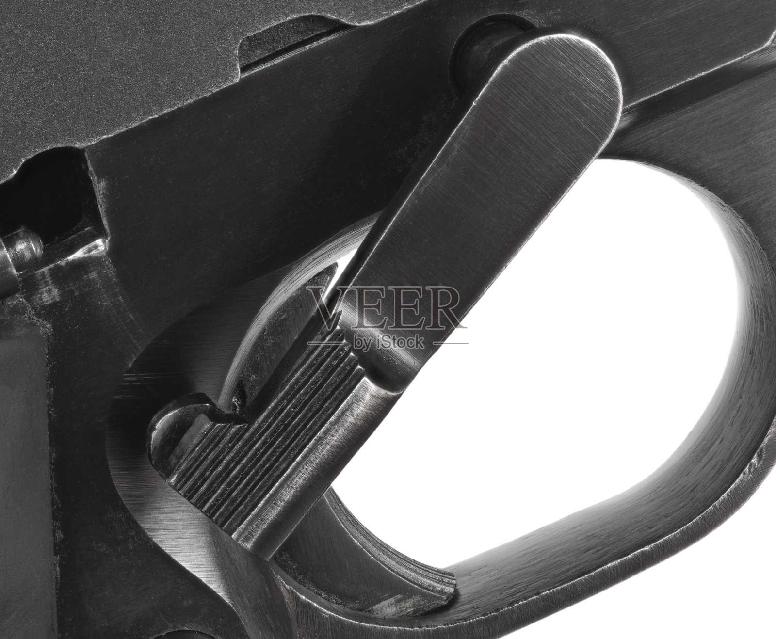 半自动手枪上的拆卸杆旋转打开照片摄影图片