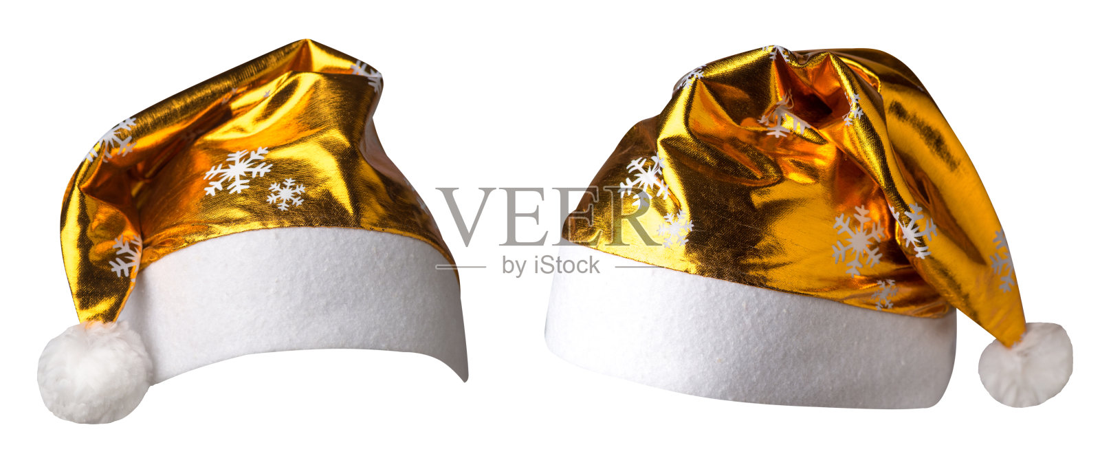 圣诞老人的帽子孤立在白色的背景。圣诞老人的帽子是为在圣诞节戴。照片摄影图片