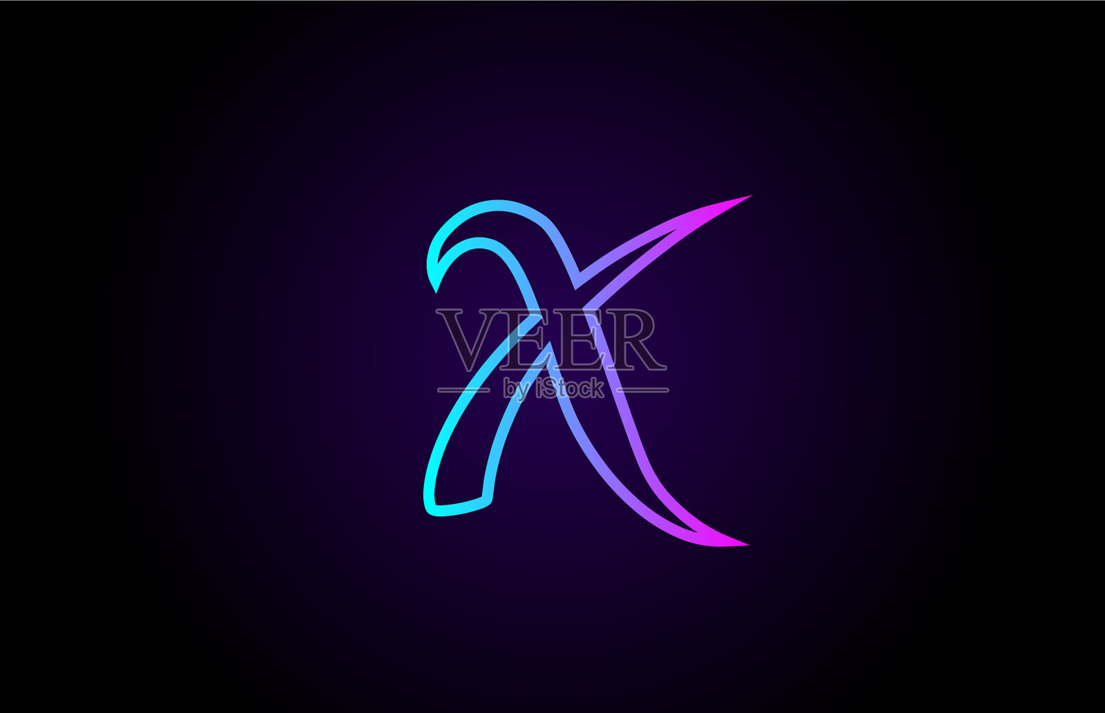 蓝粉x线字母标志为插画图片素材