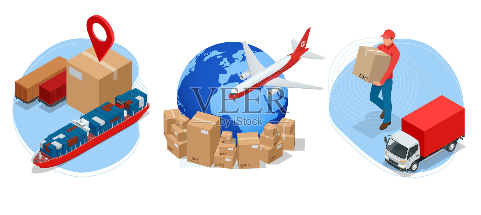 等距全球空运物流网络设计元素图片