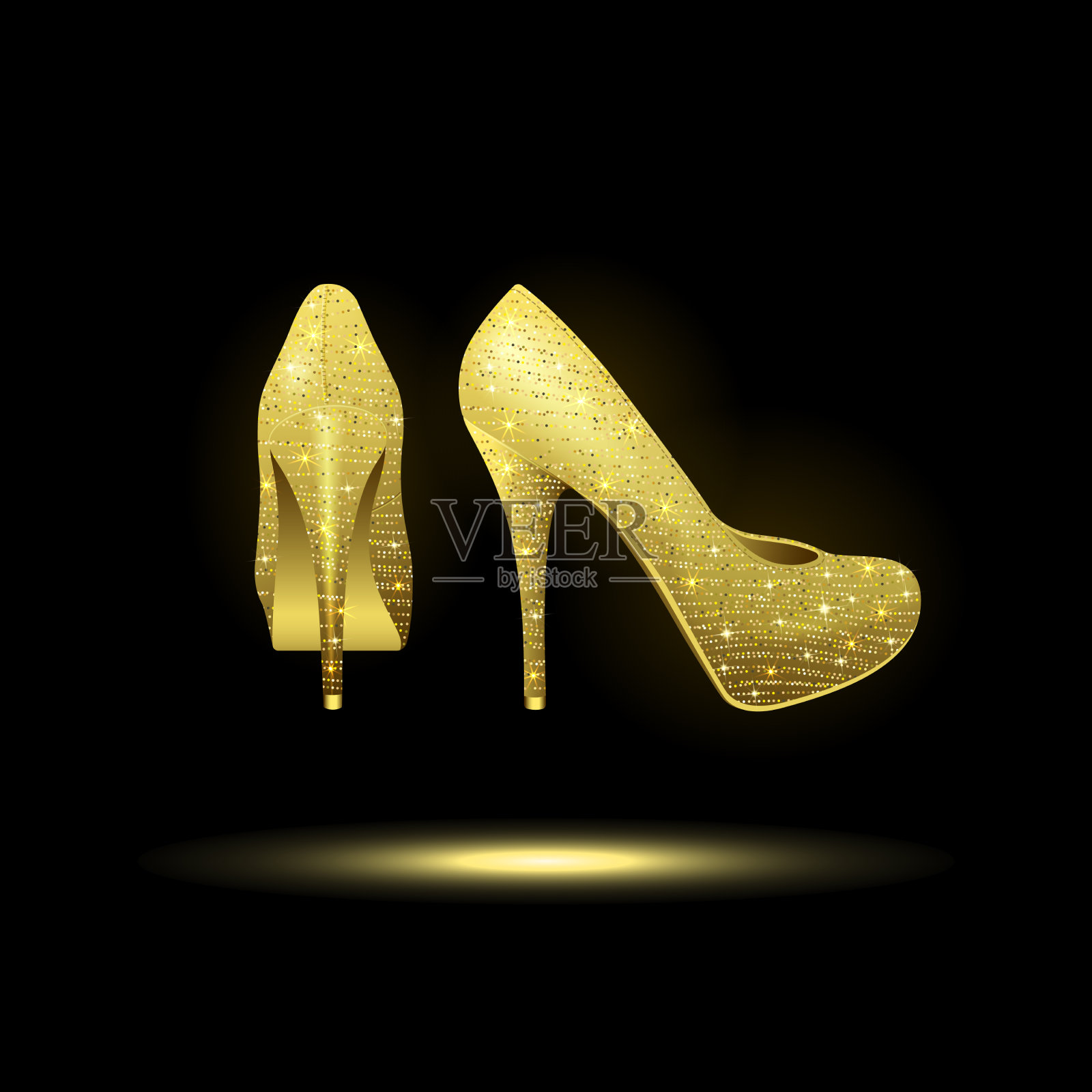 金色的高跟鞋插画图片素材