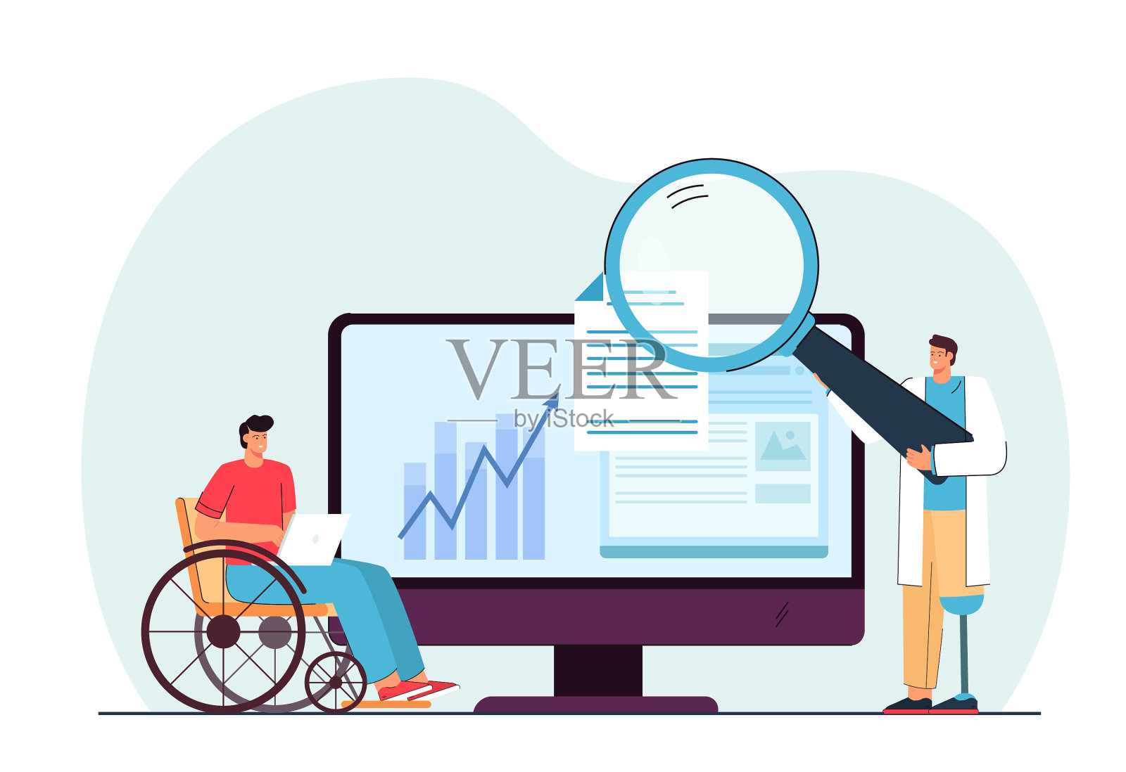 残疾人在网上工作设计元素图片