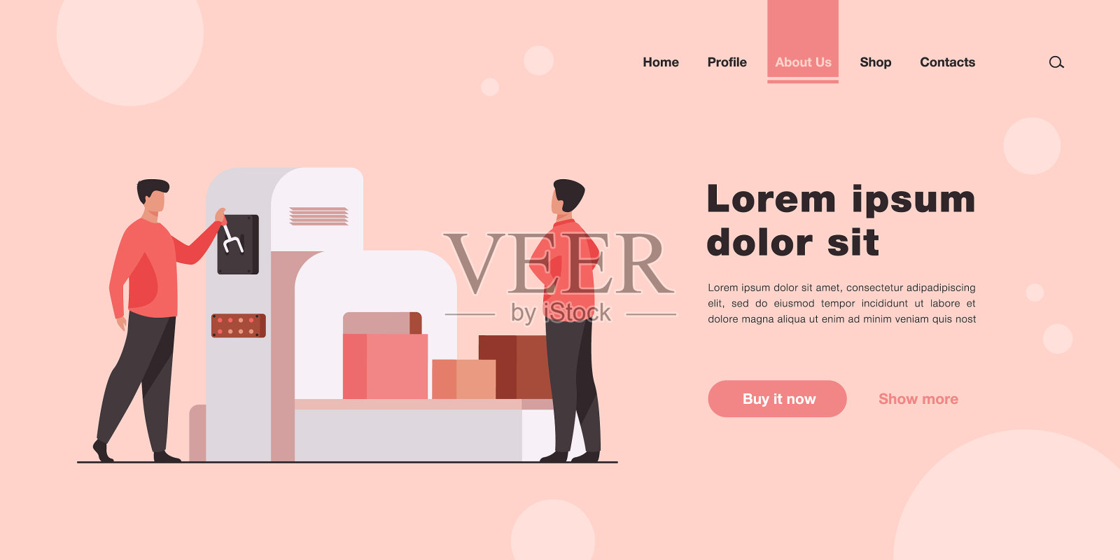 仓库员工操作输送机插画图片素材