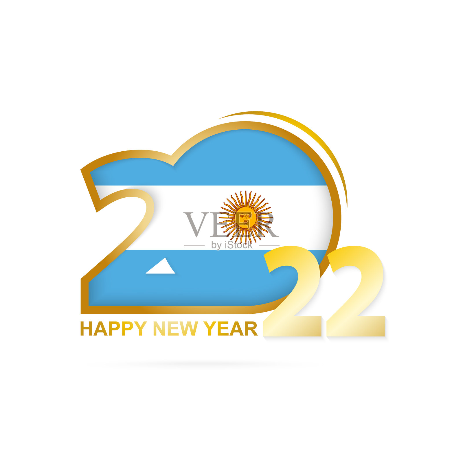 2022年有阿根廷国旗图案快乐新插画图片素材