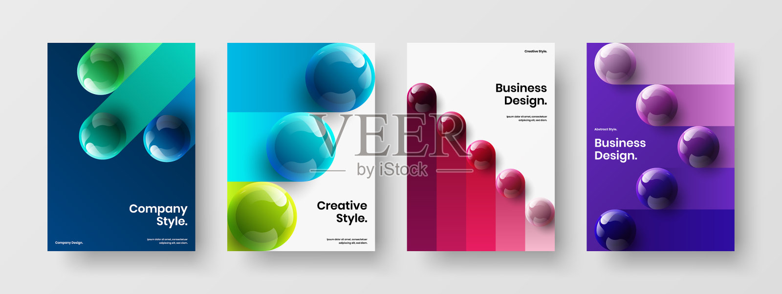 原创3d球海报布局束几何设计模板素材